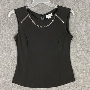 Carmen Top Small Sleeveless‎ Women's Polyester Blend Black Pullover S